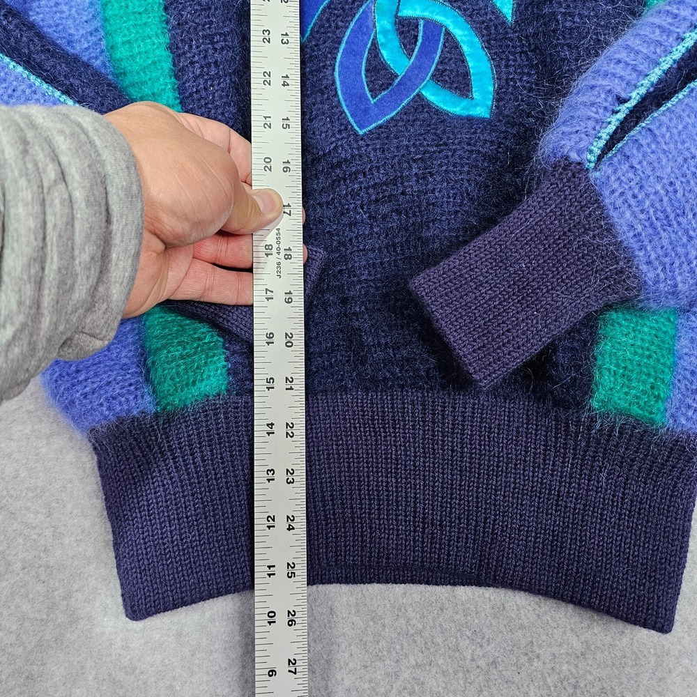 Vintage Blarney Woolen Mills Ireland Sweater Size L Mohair 80s Colorblock Fuzzy - Picture 13 of 14